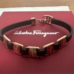 Salvatore Ferragamo Black and Gold Bracelet